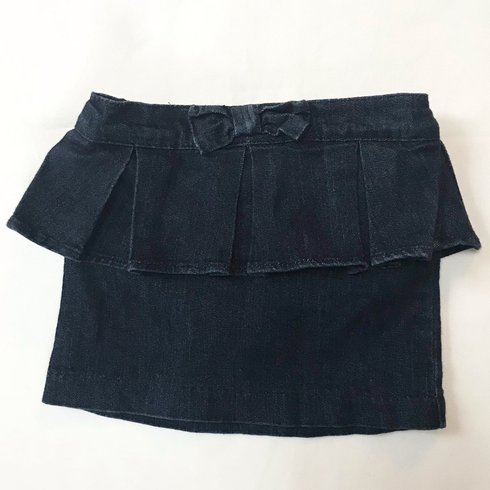 Gap Girls Denim Pleated Ruffled Mini Skirt Blue 4